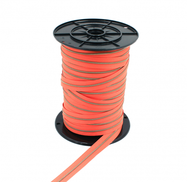 Endlosreißverschluss metallisiert schmal koralle/messing-antik (1m)